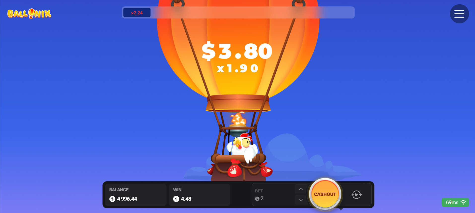Trusted crash game Ballonix by InOut Games